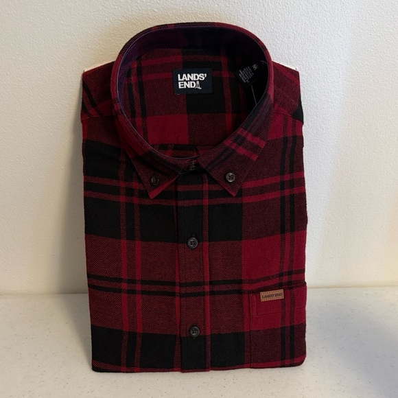 Lands' End Other - Lands' End Men's Plaid Button-Down Shirt - Red and Black